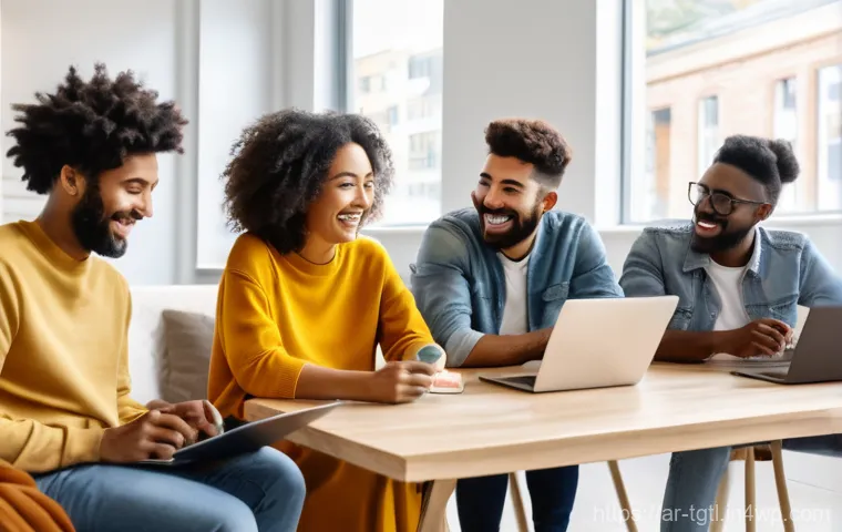 디지털 노마드의 진로 탐색 및 전환 - **Image Prompt 2: Exploration, Tech, and Local Connection**
    "A group of diverse digital nomads, ...