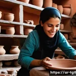 디지털 노마드의 현지 사회와의 관계 - **Prompt 1: Cultural Immersion in a Moroccan Souk Pottery Workshop**
    "A vibrant, candid shot cap...